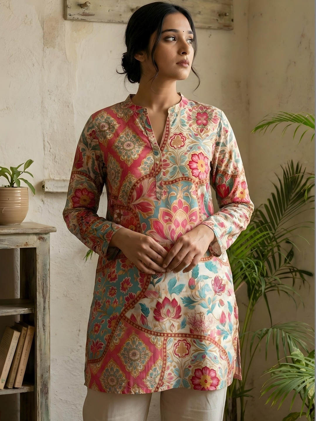 Anouk Mirage Floral Printed Pure Cotton Kurti