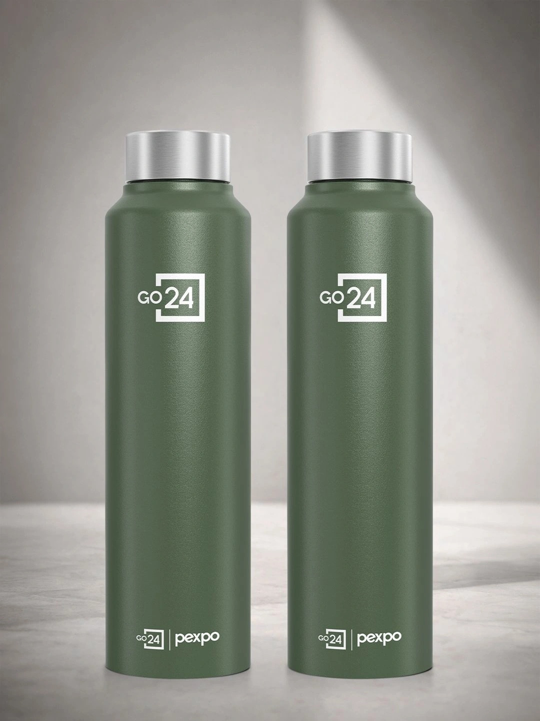 Go24 Chromo-Xtreme Green Stainless Steel Spill Proof 2 Piece Water Bottle - 1L