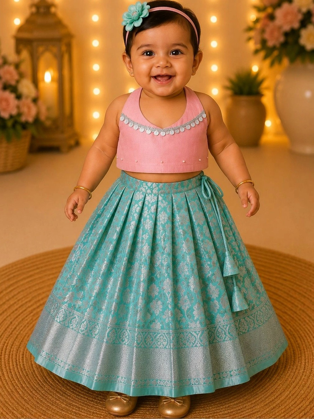 Babypattu Girls Embroidered Lehenga Choli