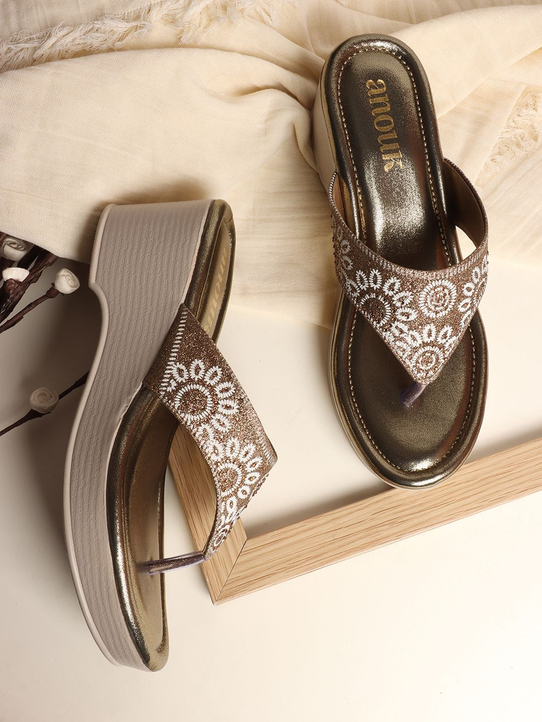 Anouk Embellished Party Wedge Sandals