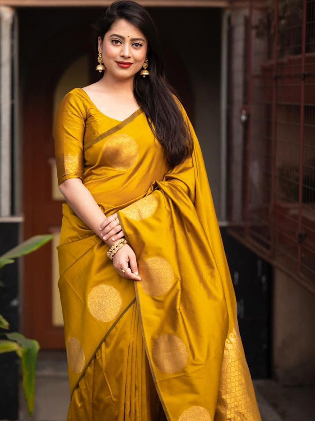 Anouk Woven Design Zari Silk Blend Handloom Mysore Silk Saree
