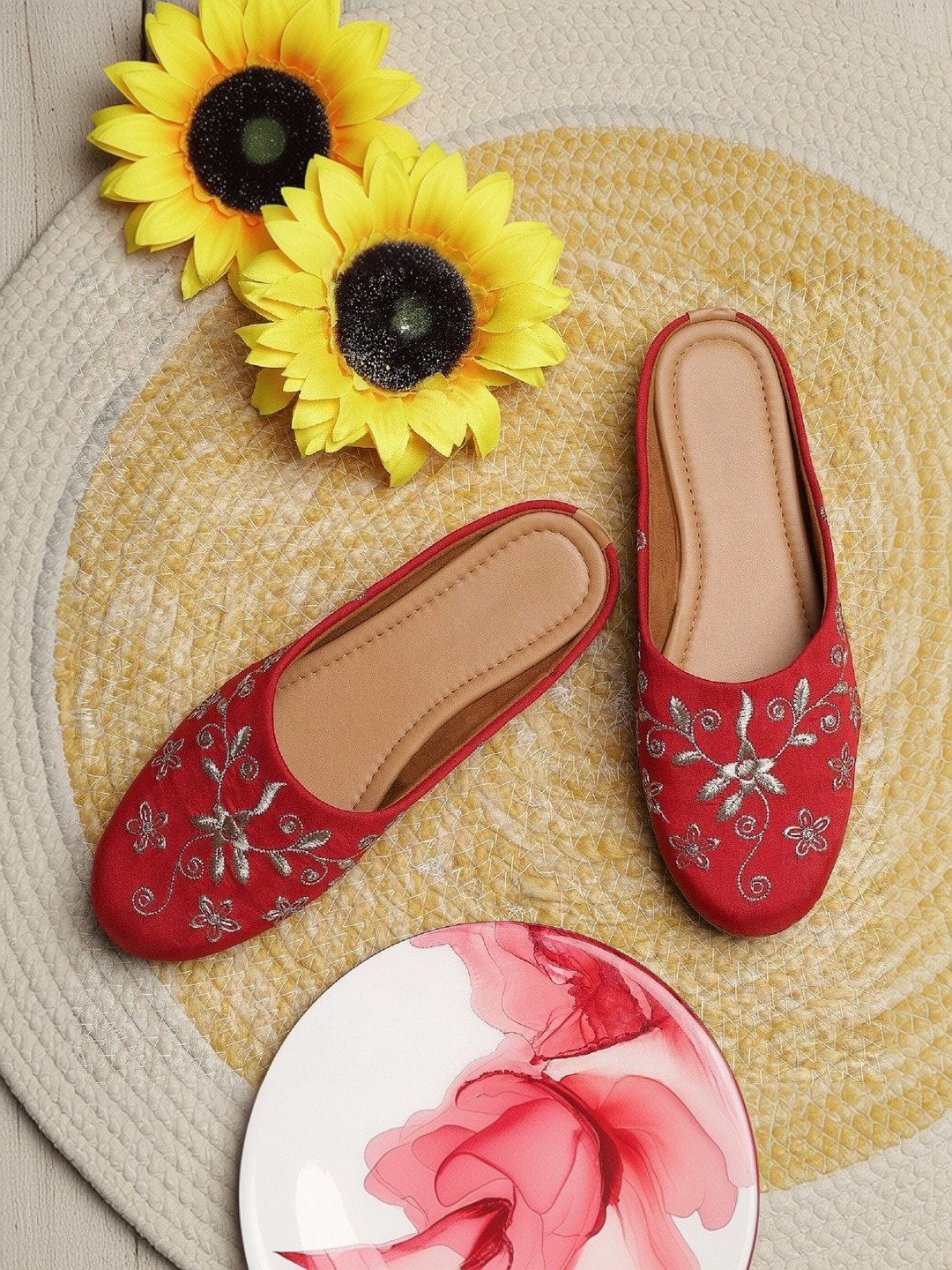 Anouk Women Embellished Party Mules with Embroidered Flats