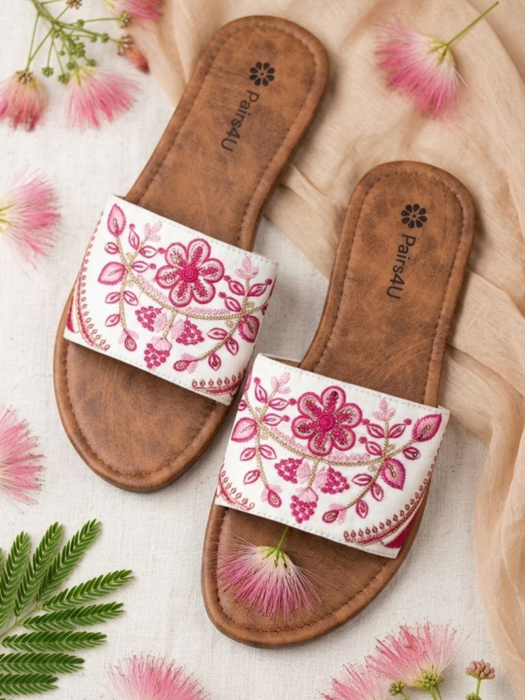 Anouk Women Embellished Open Toe Flats with Embroidered