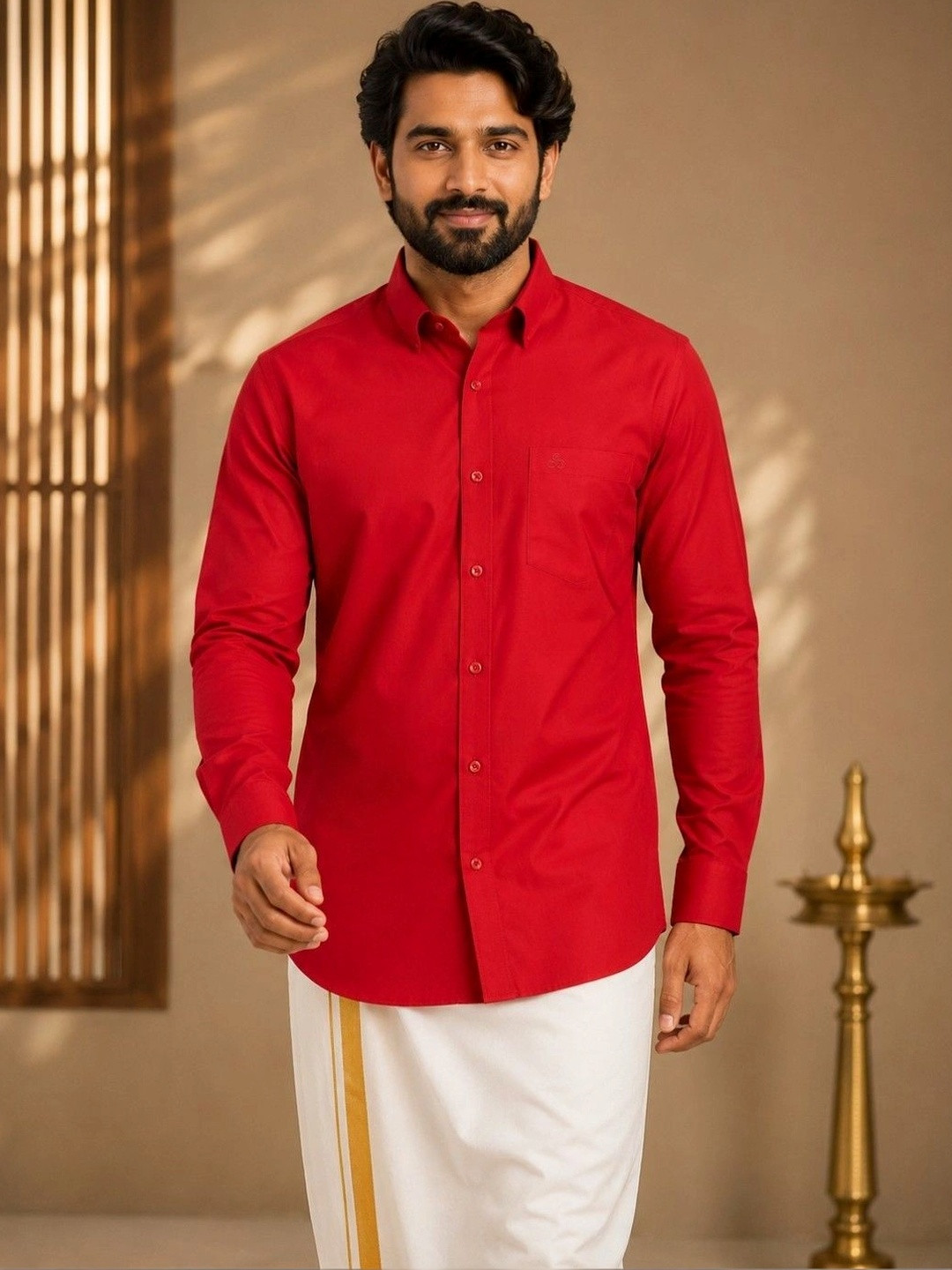 TATTVA Men Classic Slim Fit Solid Spread Collar Casual Shirt