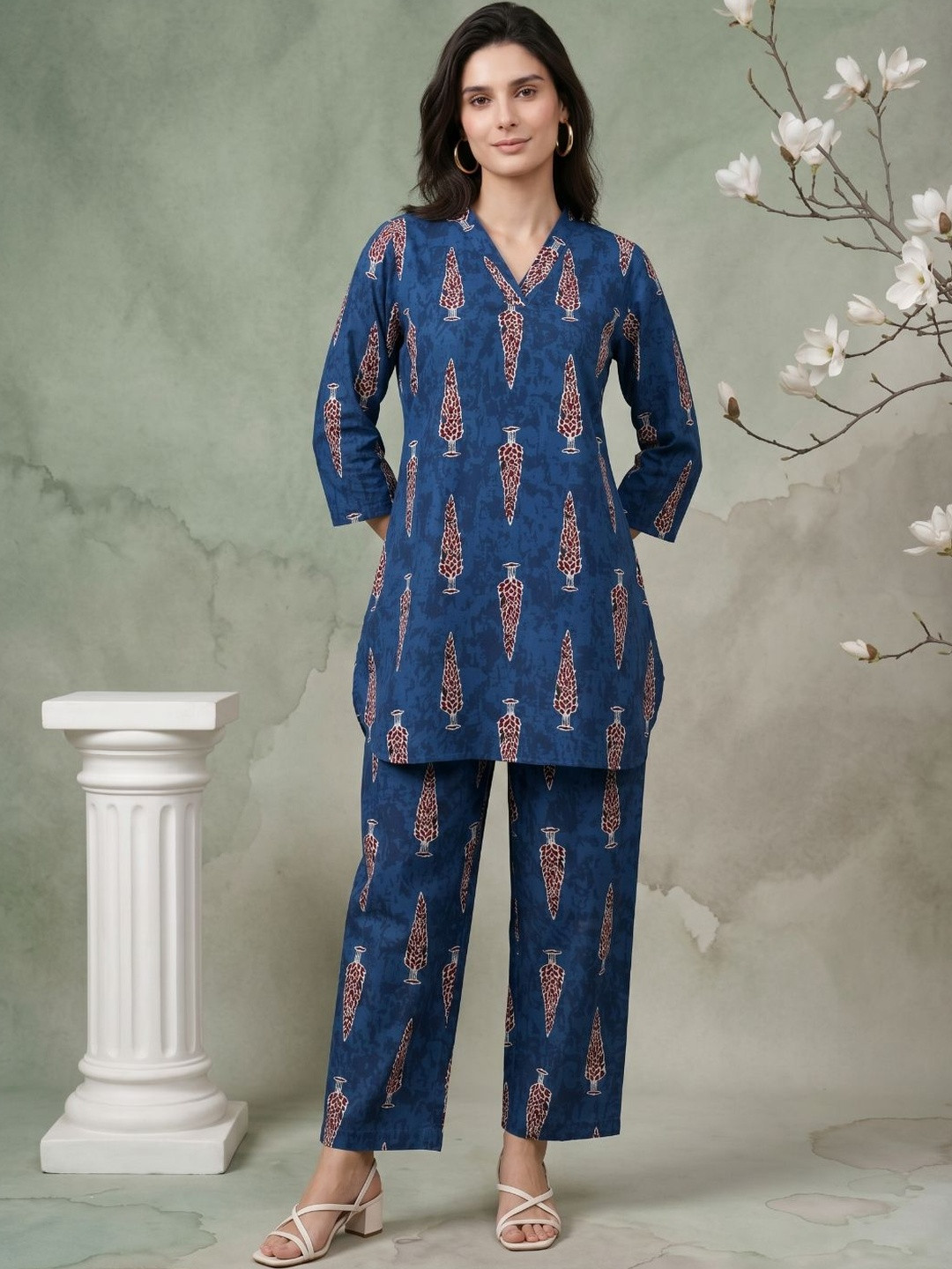 Anouk Floral Printed Tunic with Trousers