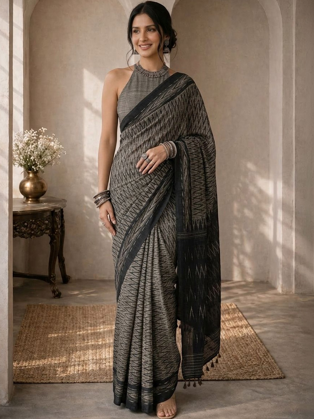 Anouk Cotton Blend Designer Saree