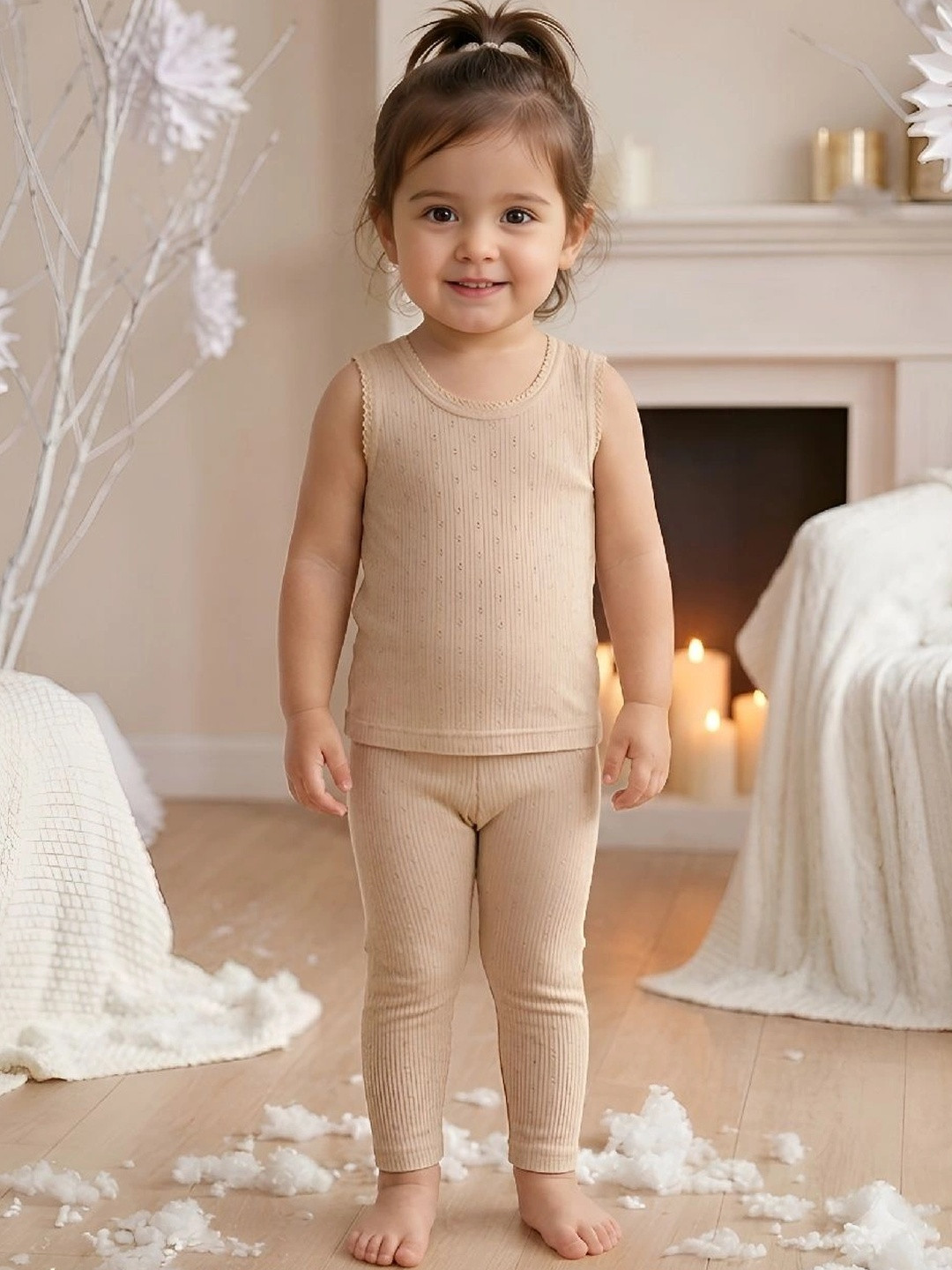 Kanvin Girls Cotton Round Neck Thermal Set