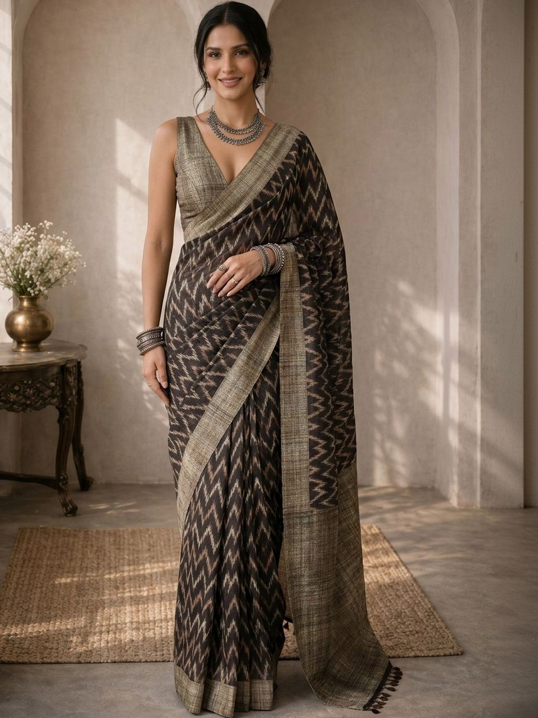 Anouk Linen Blend Designer Saree