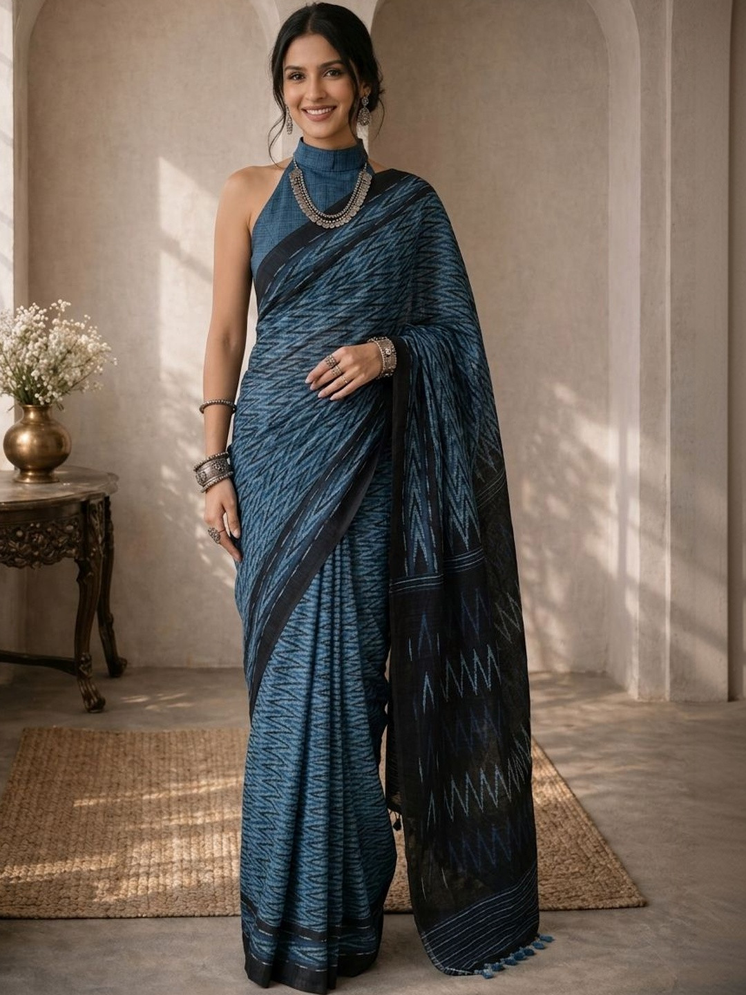 Anouk Cotton Blend Designer Saree