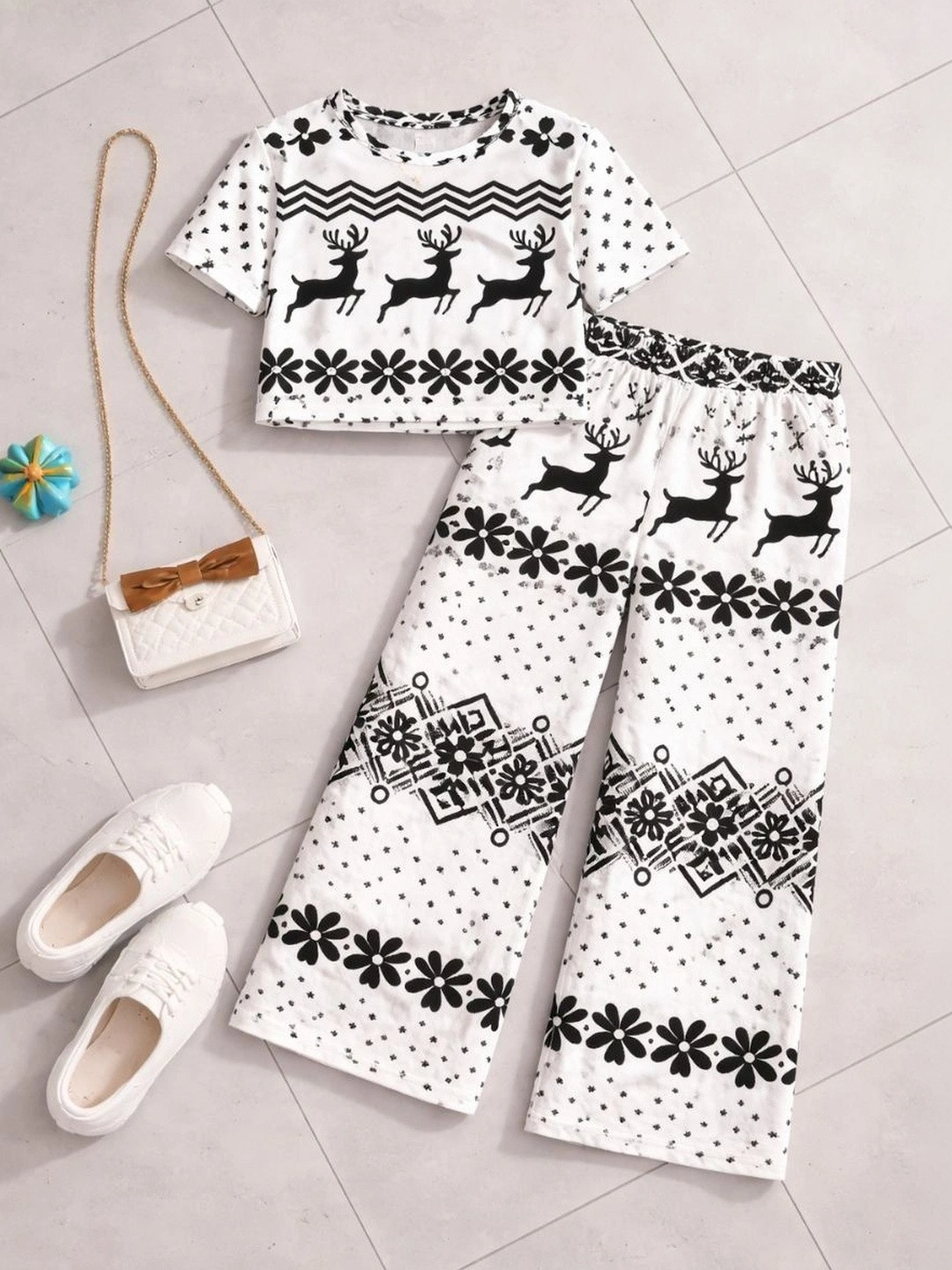 STINITY Cotton Printed Top with Palazzos