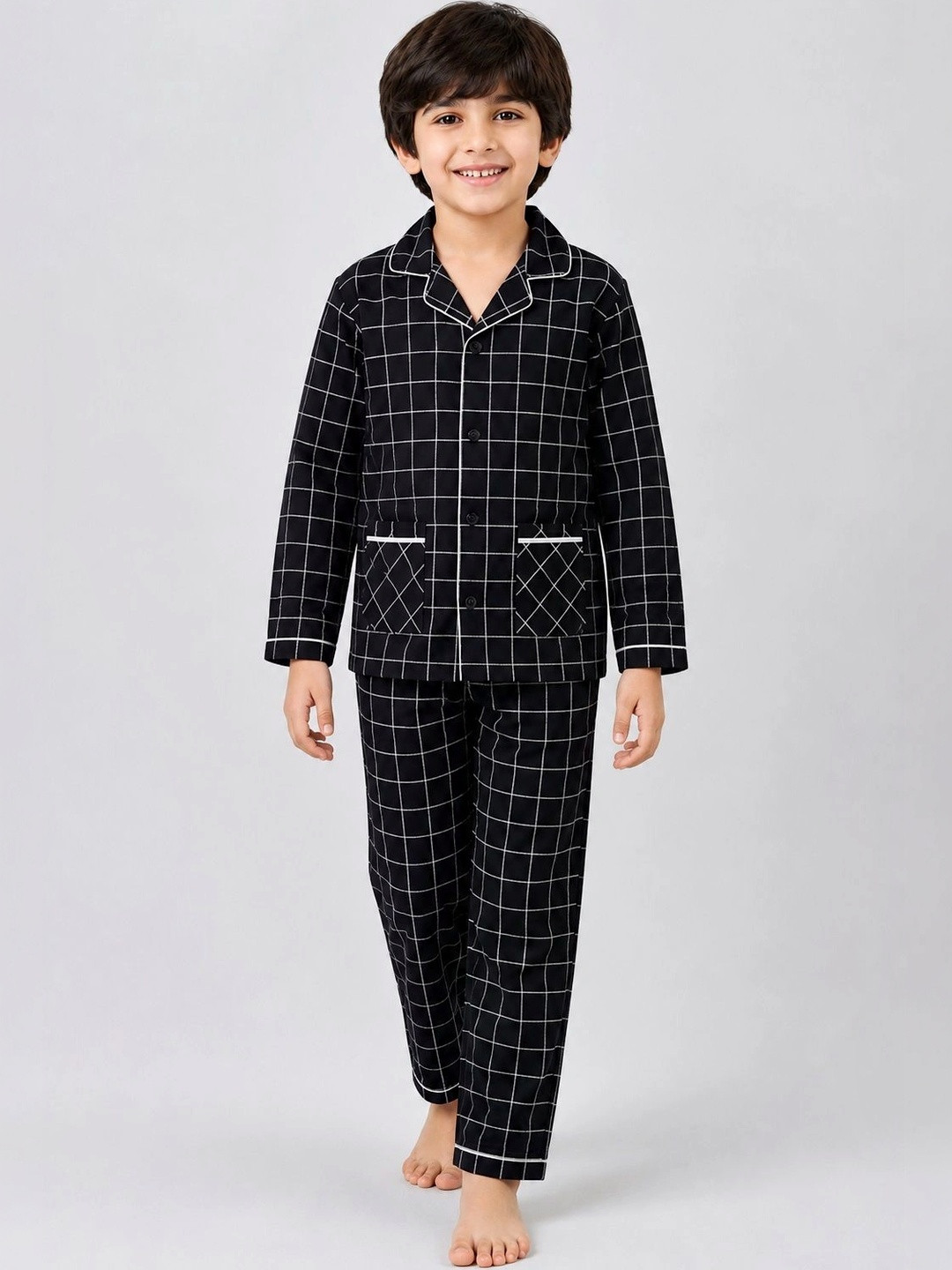 SHIRTSLOGY Boys Checked Night suit
