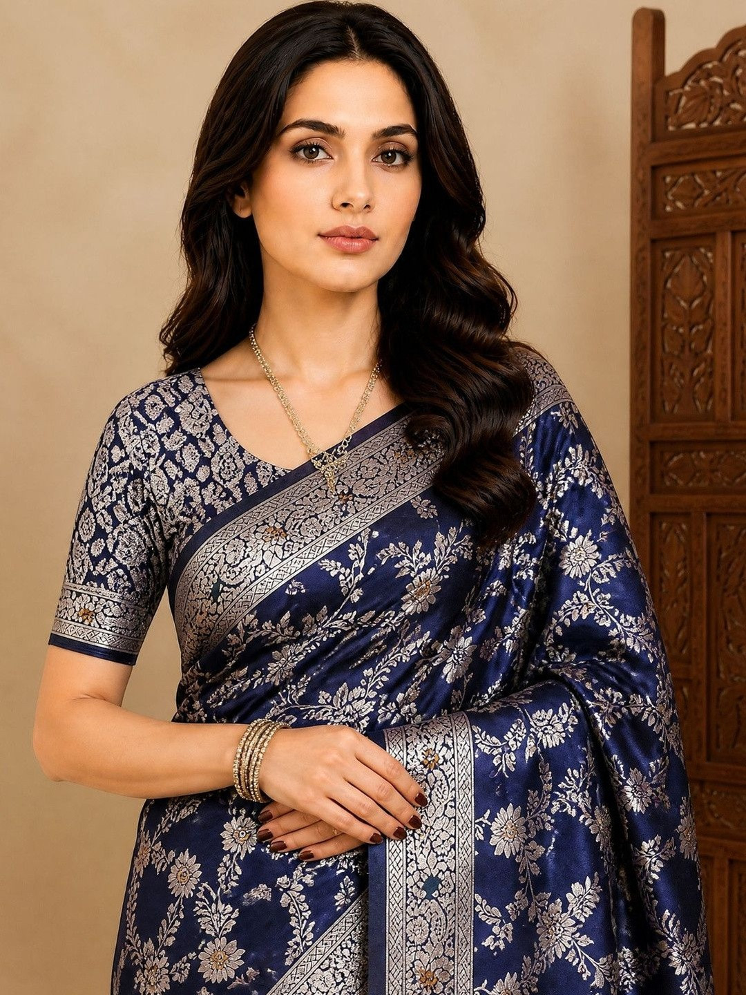 Anouk Women Ethnic Motifs Zari Work Art Silk Banarasi Saree