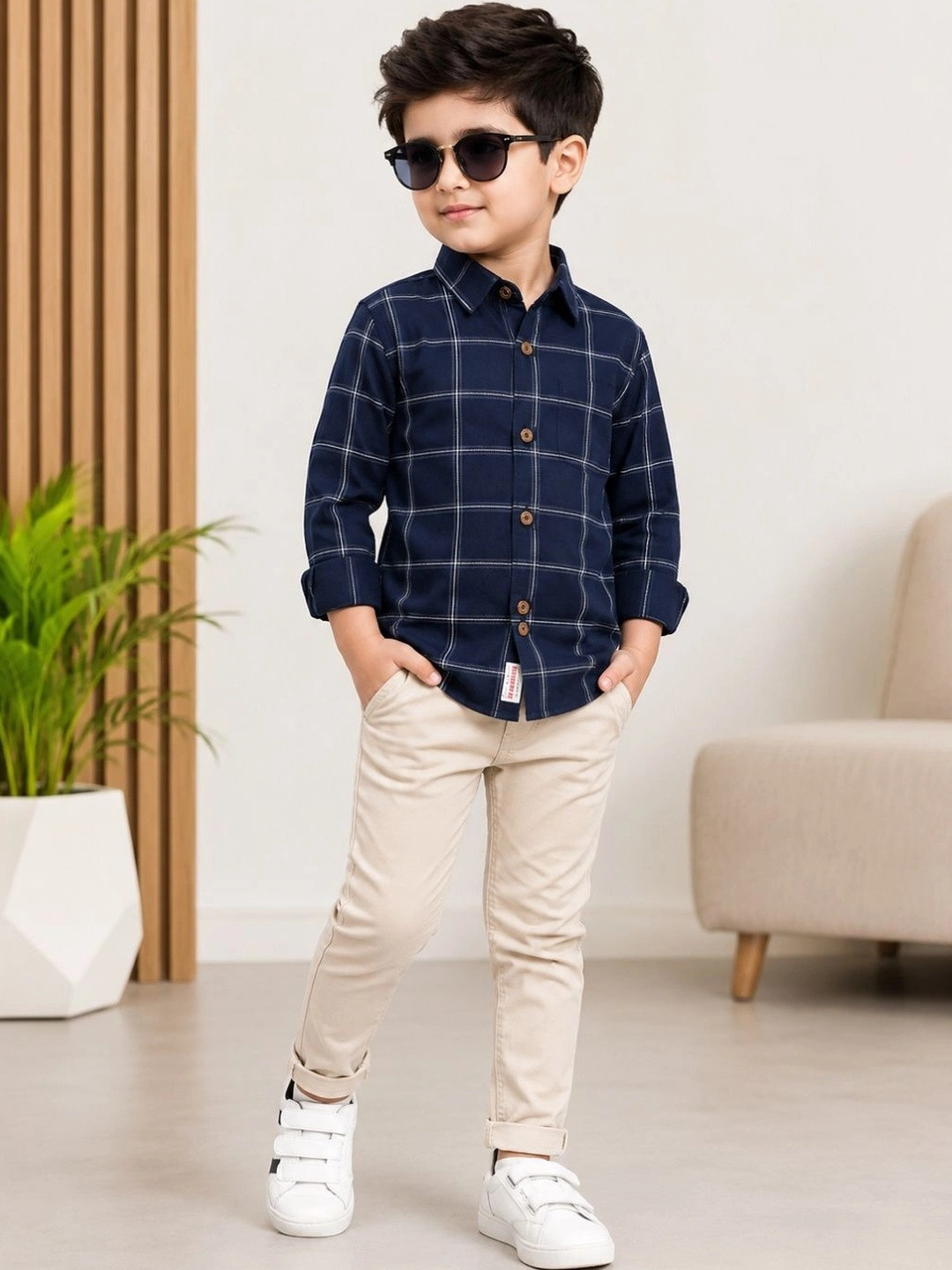 JEE-9 Boys Comfort Windowpane Checks Checked Casual Shirt