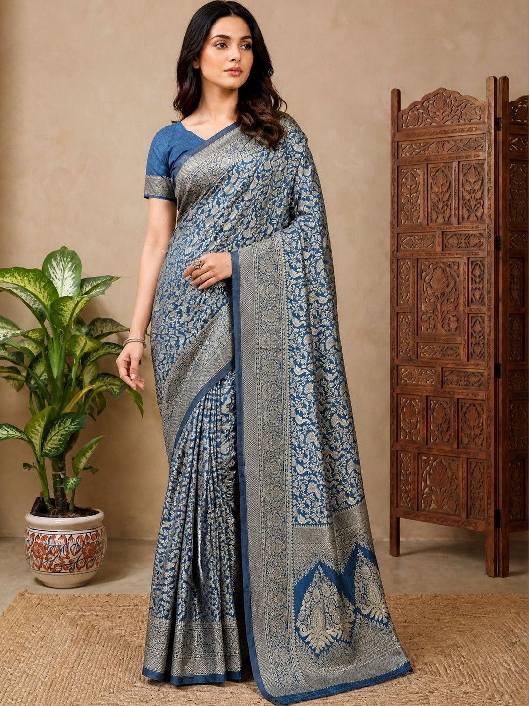 Anouk Women Ethnic Motifs Zari Art Silk Banarasi Saree