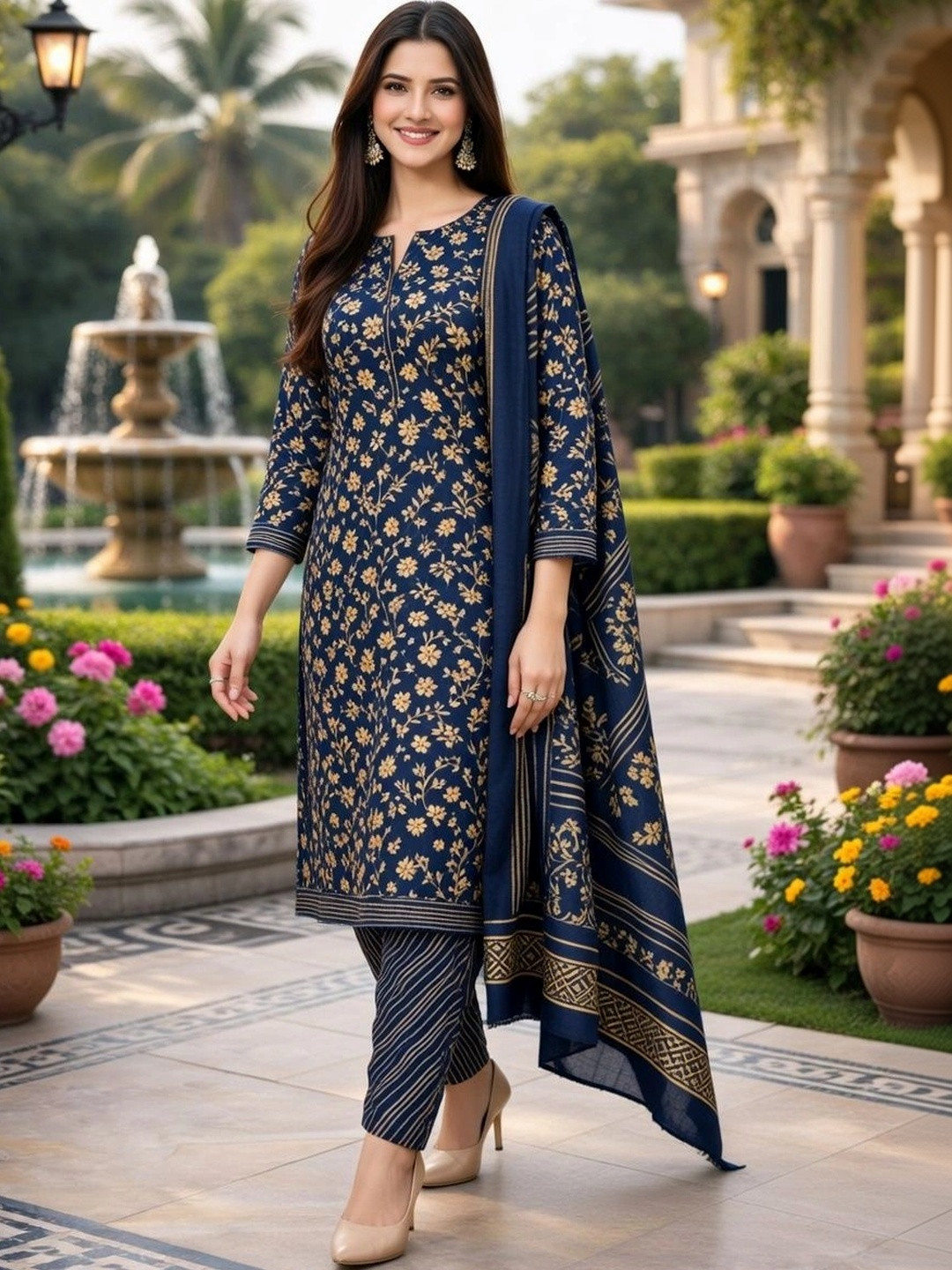Moda Rapido Women Floral Printed Regular Kurta with Patiala & With Dupatta
