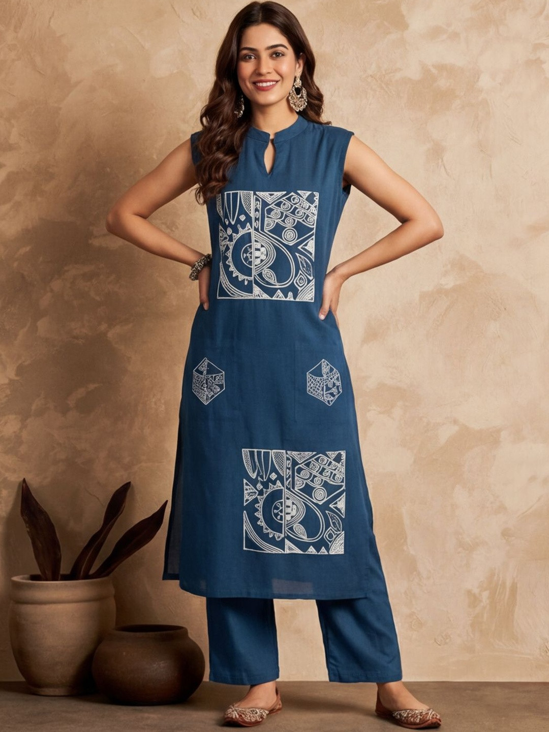 Anouk Women Printed Regular Pure Cotton Kurta with Trousers