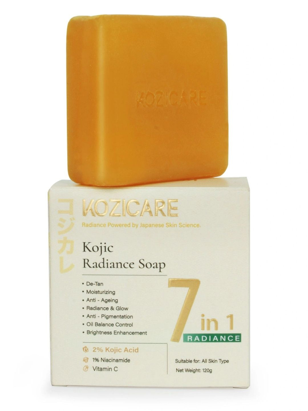 KOZICARE 2% Kojic Acid 1% Niacinamide & Vitamin C Soap - 120 g