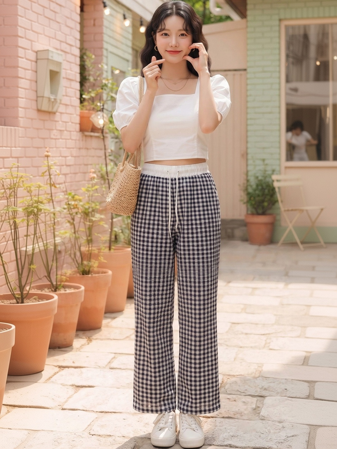 TIARA WORLD Women Checked Knitted Palazzos