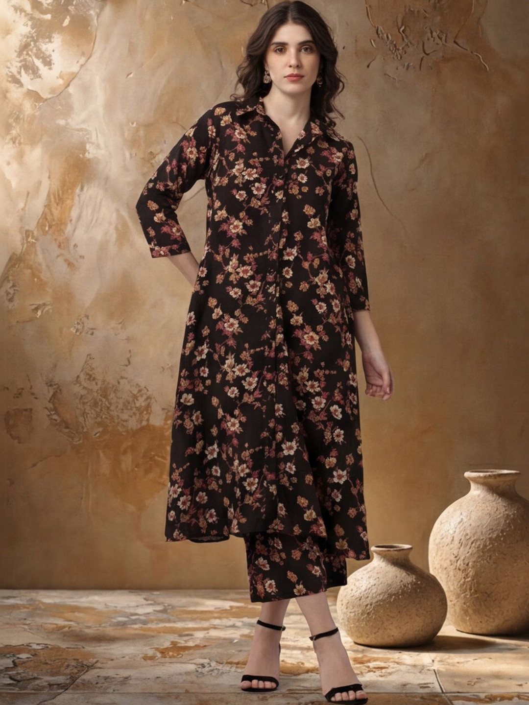 Anouk Women Floral Printed Regular Pure Cotton Kurta with Palazzos