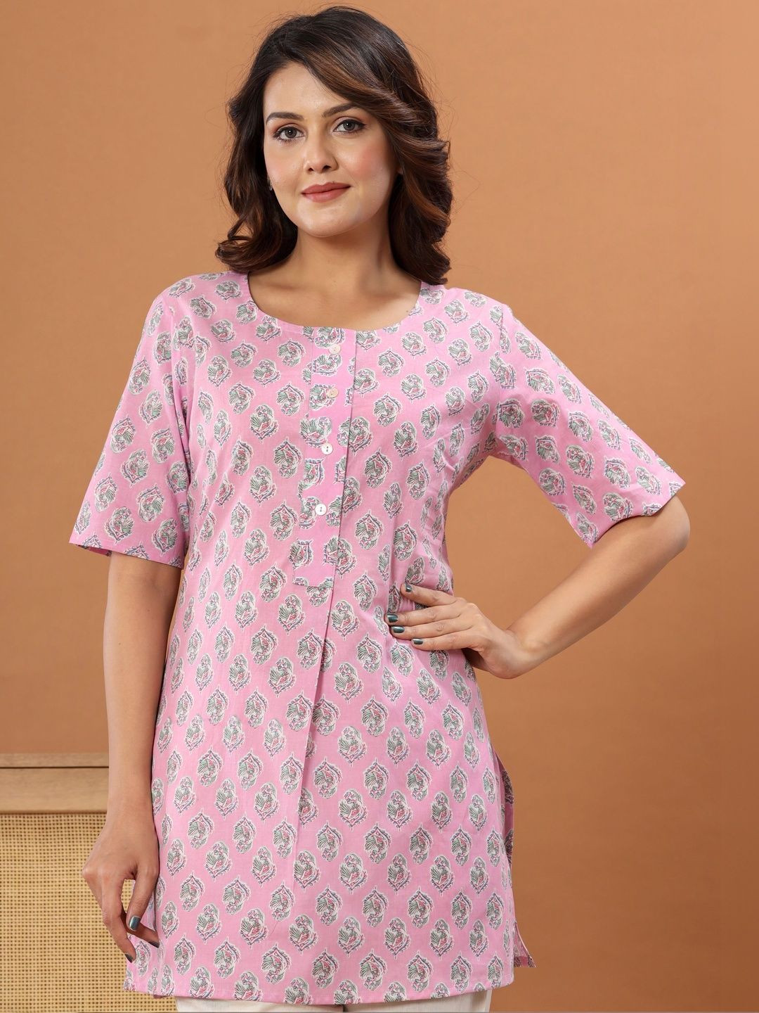 Tulsiram Ethnic Motifs Printed Pure Cotton Kurti