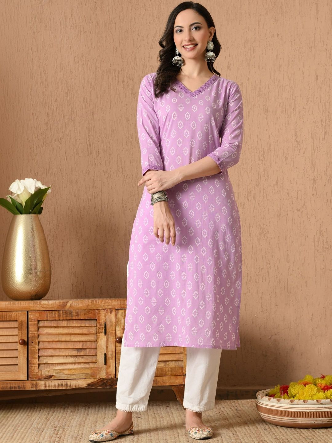 Anouk Mirage Women Bandhani Printed Gotta Patti Lace Frills Bows and Ruffles Kurta