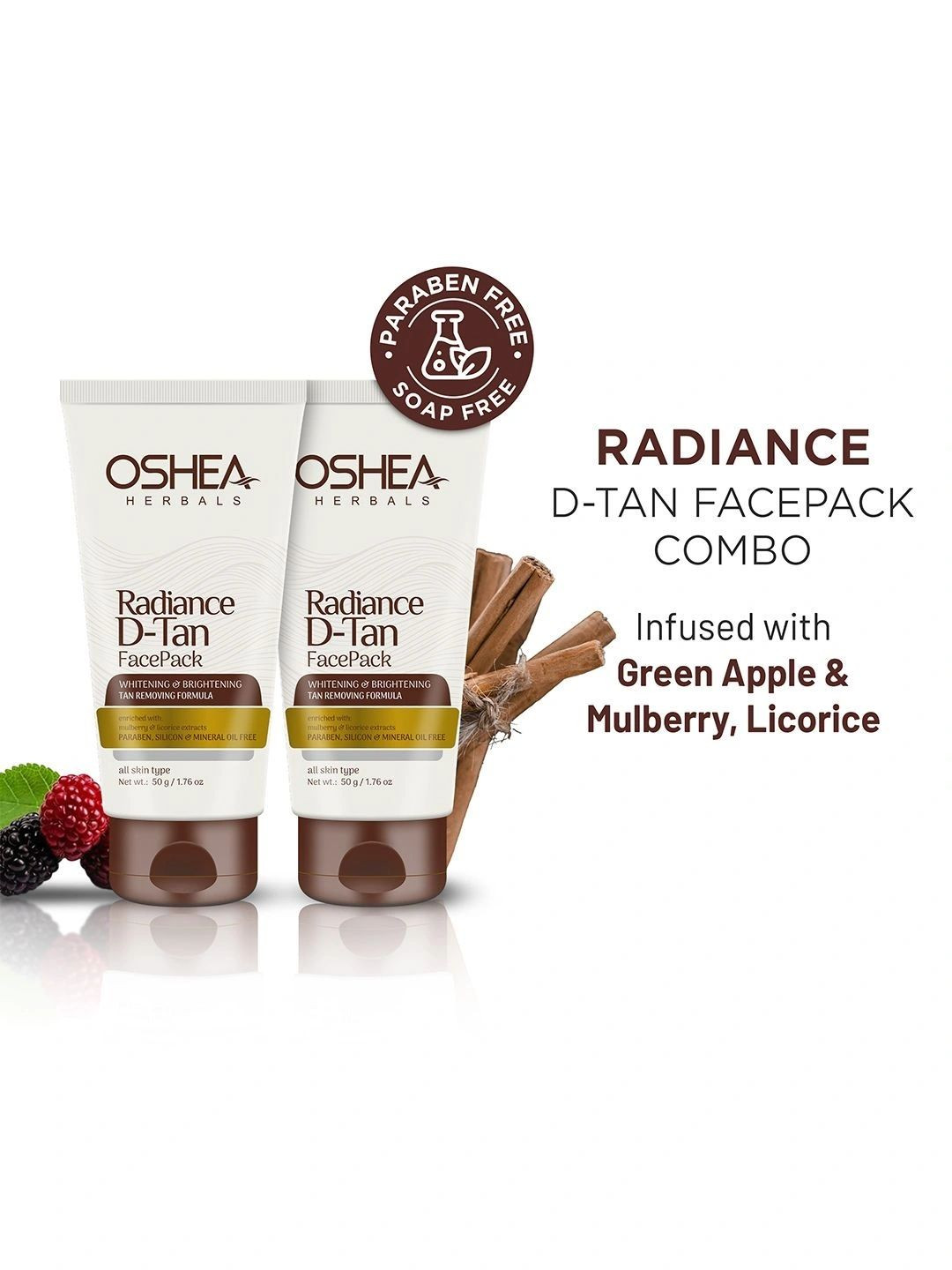 Oshea Herbals Set Of 2 Radiance D-Tan Face Pack With Aloevera - 50 g Each