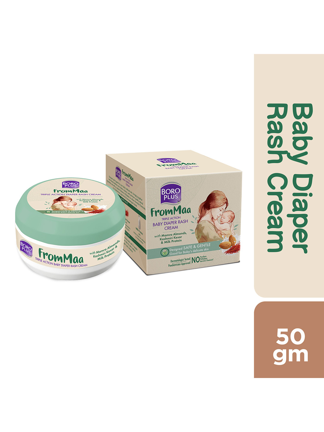 BOROPLUS FromMaa Triple Action Baby Diaper Rash Cream with Almond & Kesar - 50 g