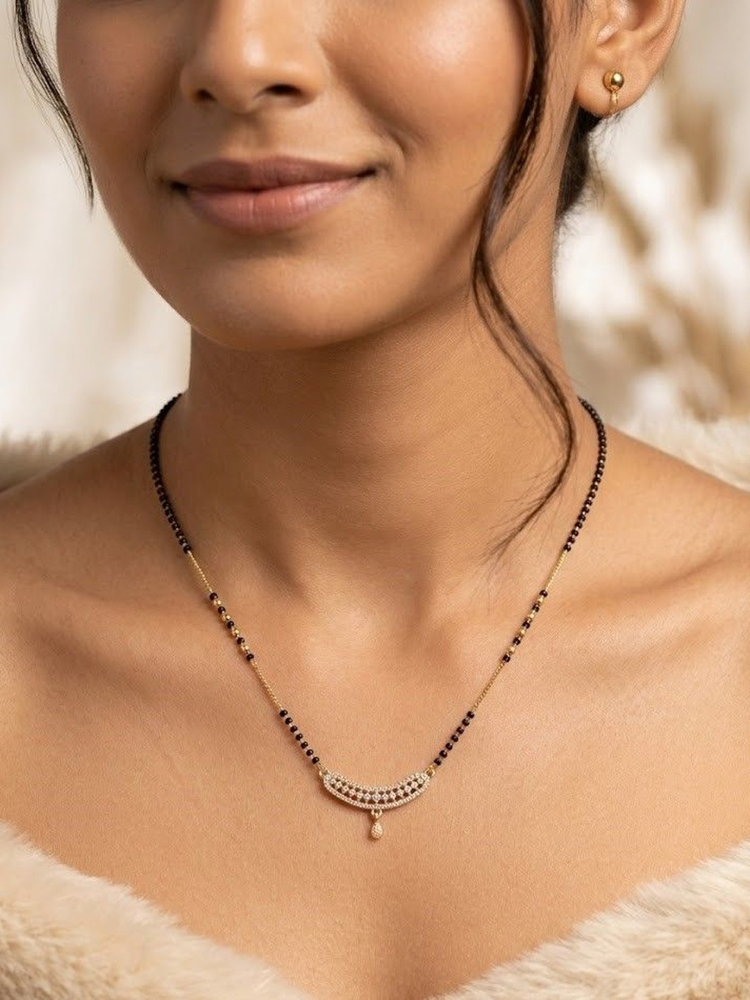 Anouk Gold-Plated Artificial Stones and Beads Mangalsutra