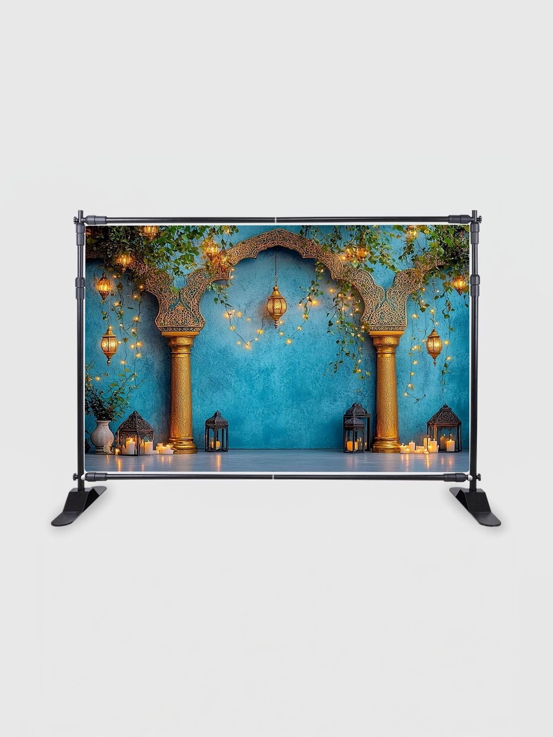 Backdropon Blue & Green Doorway Arch Photography Design Printed Fabric Backdrop