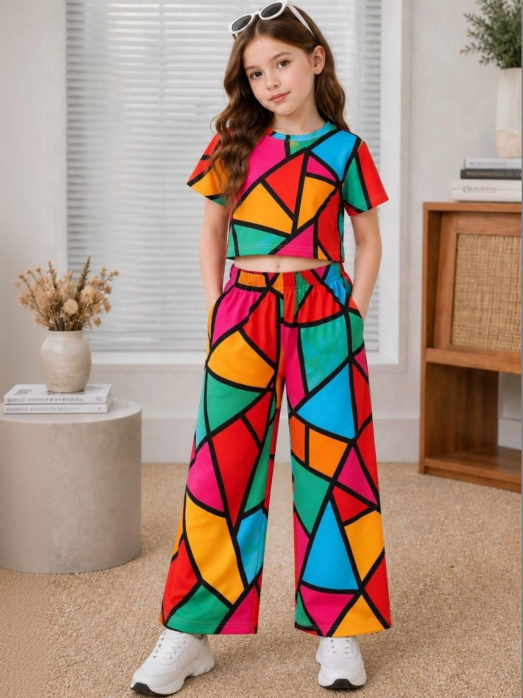 STINITY Cotton Printed Top with Palazzos