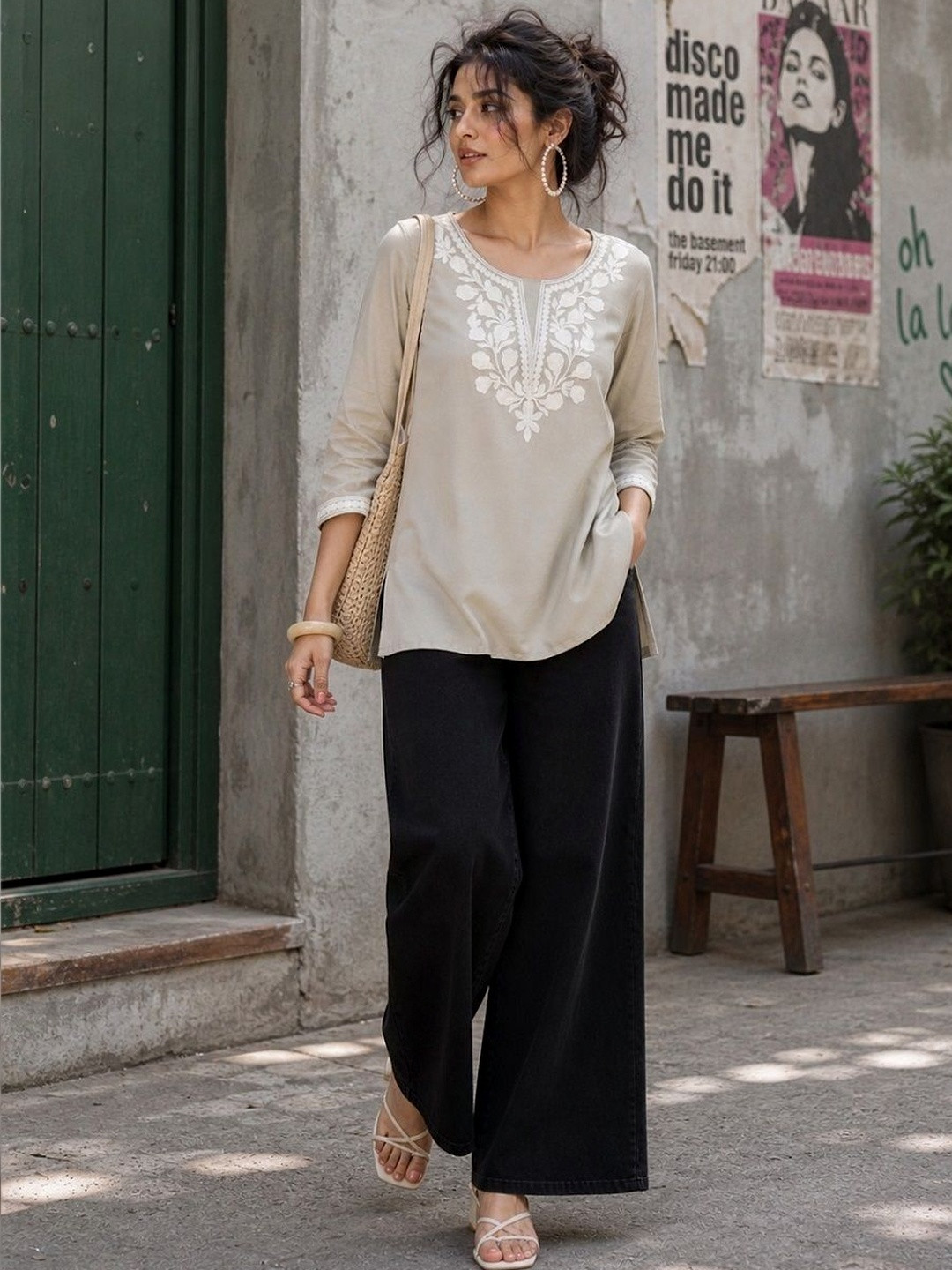 Anouk Mirage Ethnic Motifs Embroidered Chikankari Chikankari Kurti