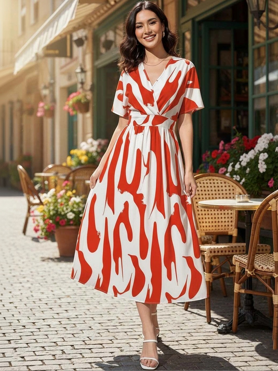 GIRL CNTRL Print A-Line Midi Dress