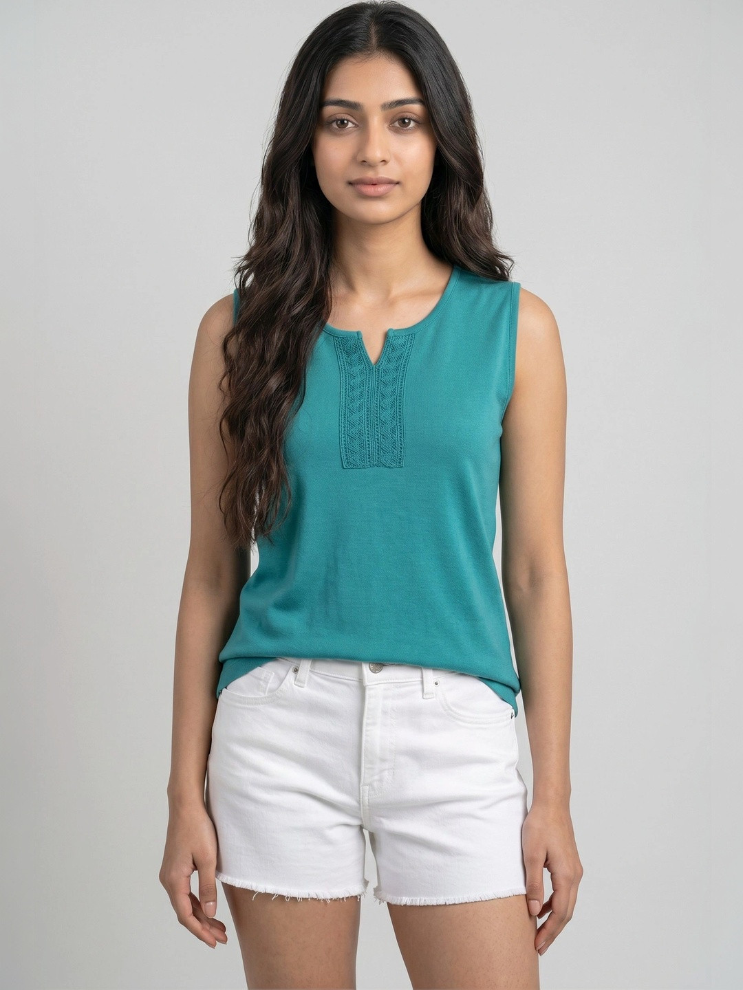 Hive91 Women V-Neck Pure Cotton T-shirt