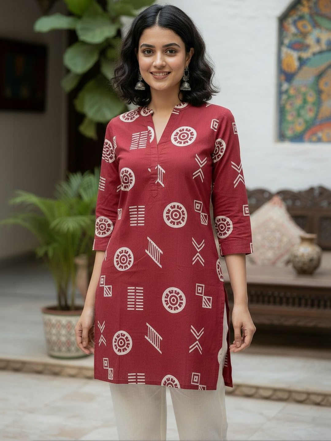 Anouk Geometric Printed Pure Cotton Blend Kurti