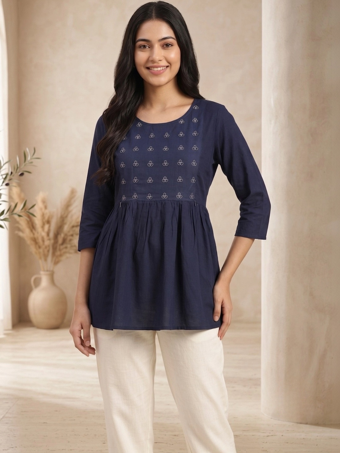 Vaidiki Embellished Embroidered Peplum Top