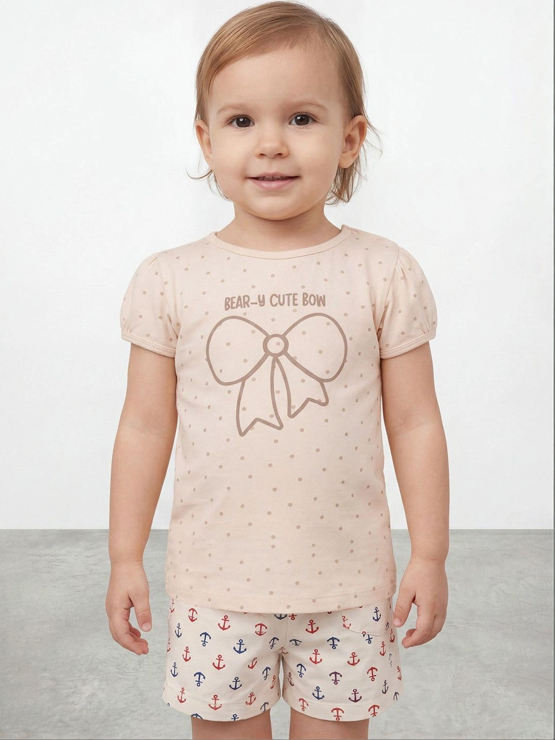 R&B Girls Printed Puff Sleeves T-shirt