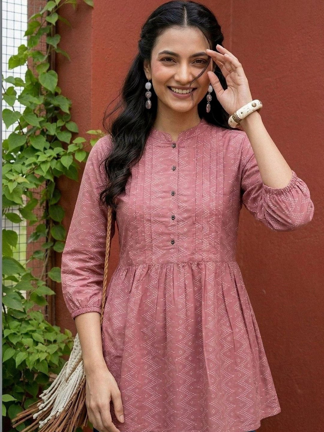 Anouk Geometric Printed Pure Cotton Panelled Kurti