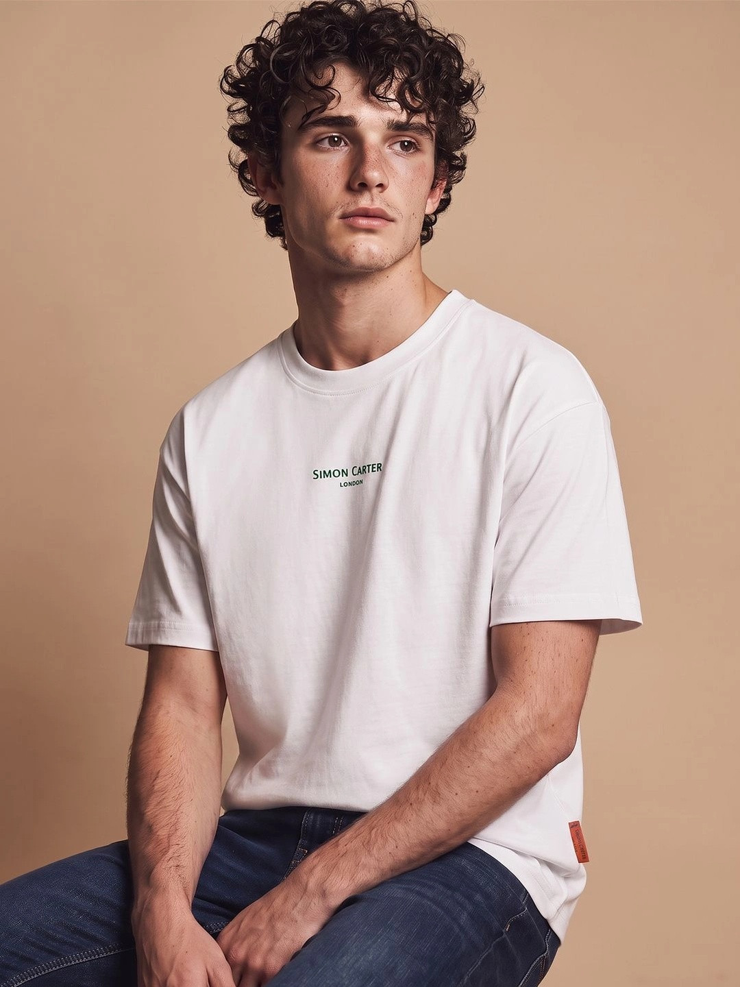 SIMON CARTER LONDON Men Solid White Crew Neck T-Shirt