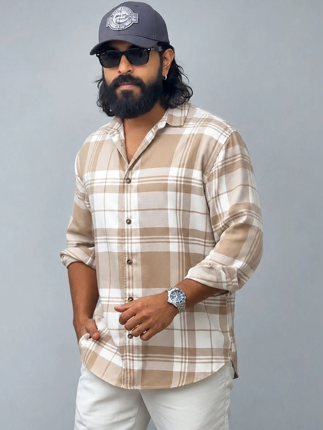 HENSHIKA Men Relaxed Checked Casual Shirt