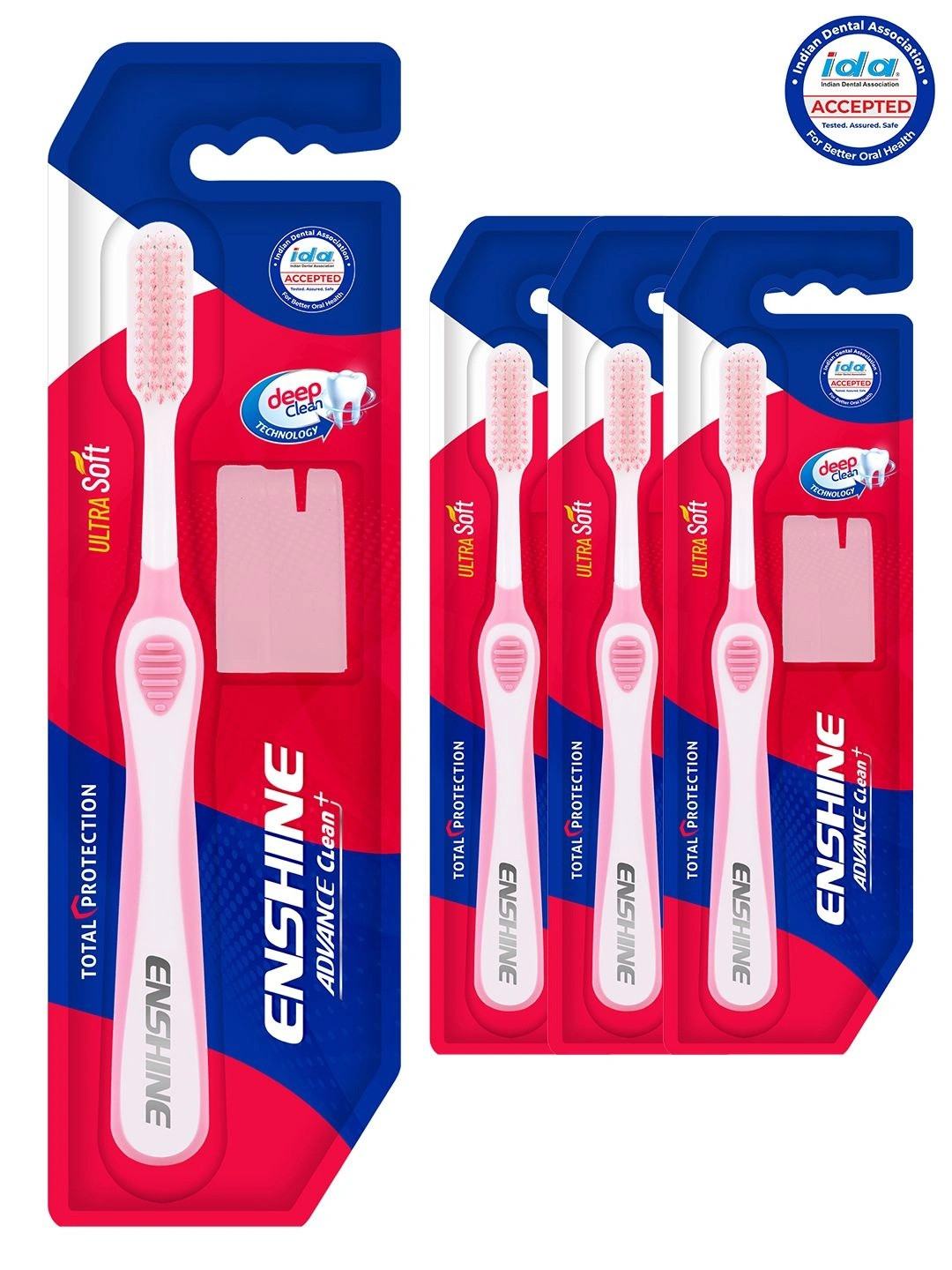 ENSHINE Ultra Soft Toothbrush for Gentle Cleaning Set of 4