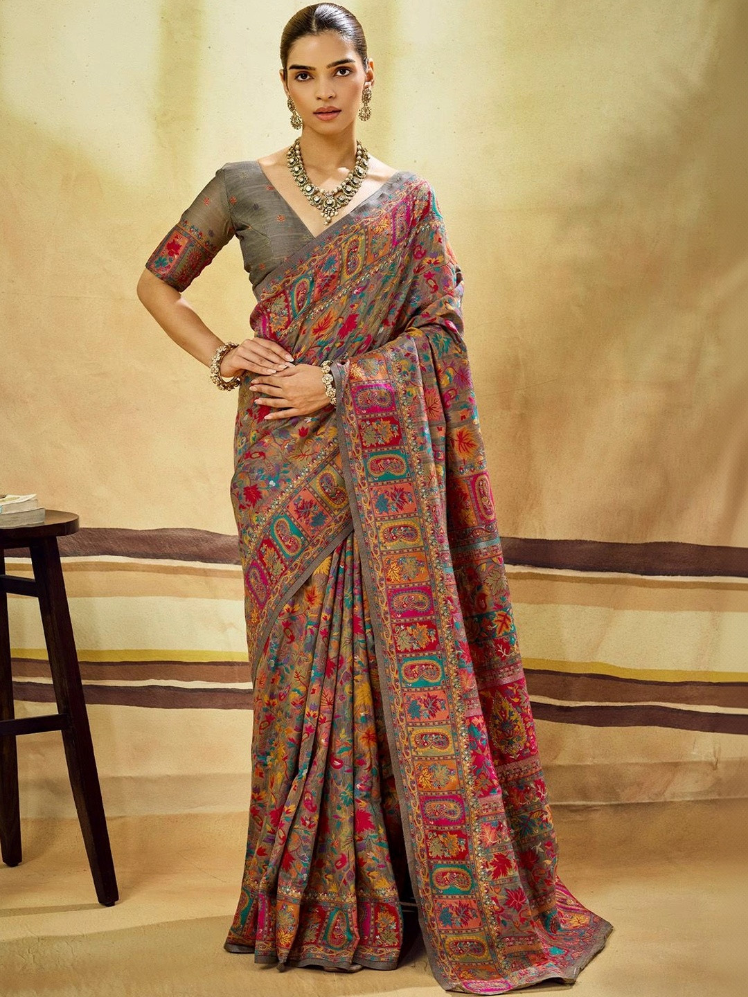 Saree mall Ethnic Motifs Zari Designer Sarees