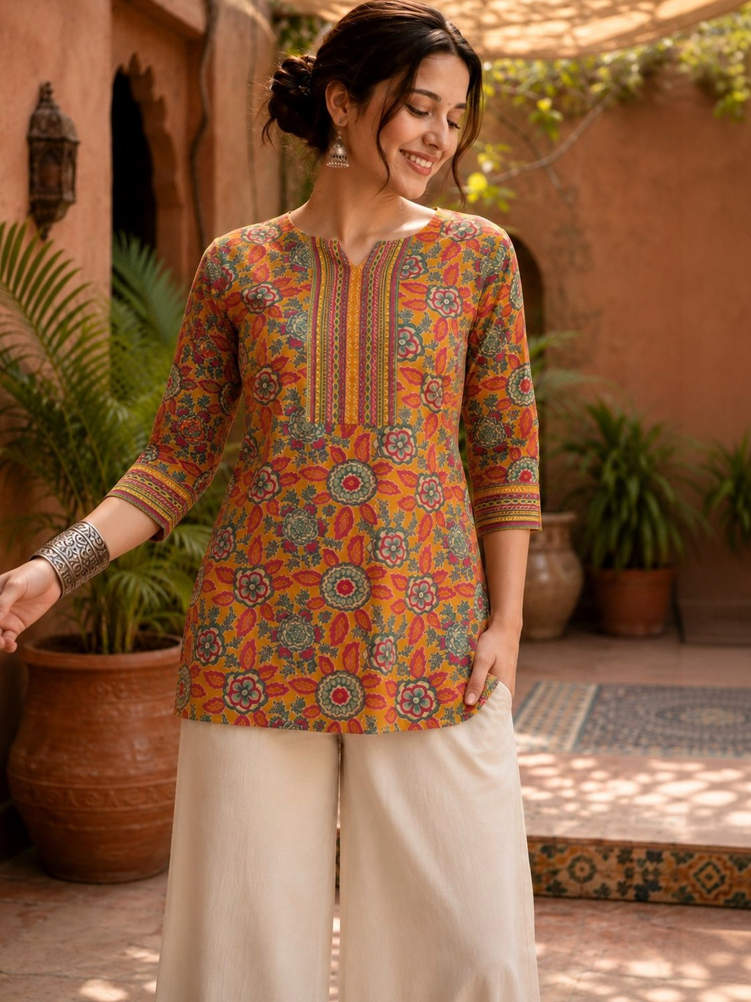 Anouk Mirage Floral Printed V-Neck Kurti