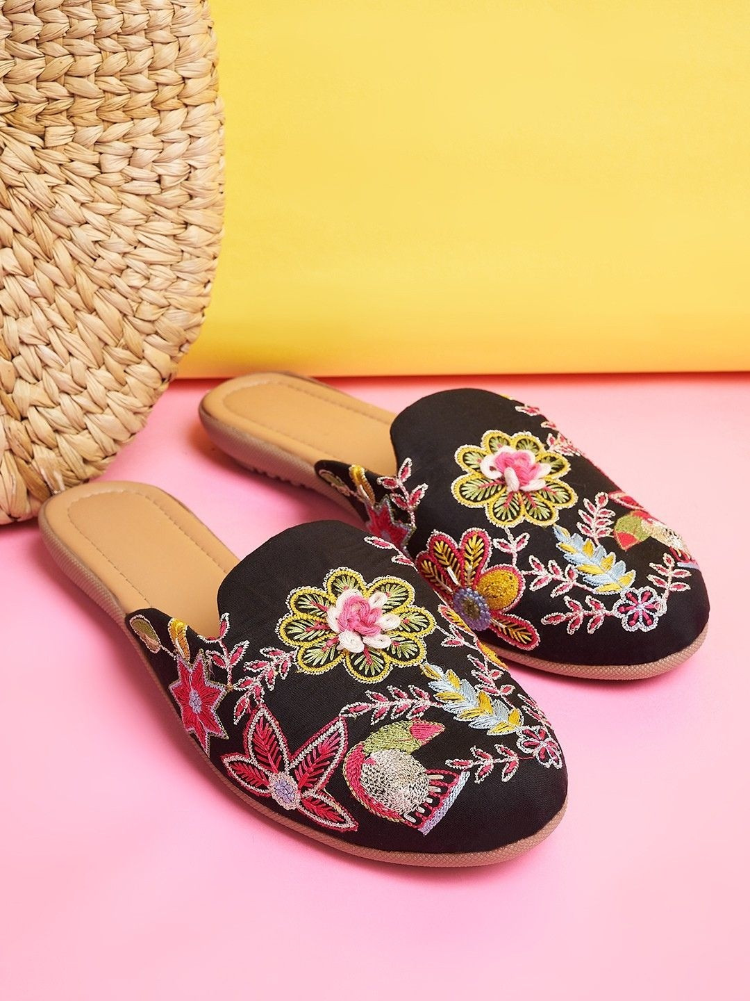 Anouk Women Printed Mules with Embroidered Flats