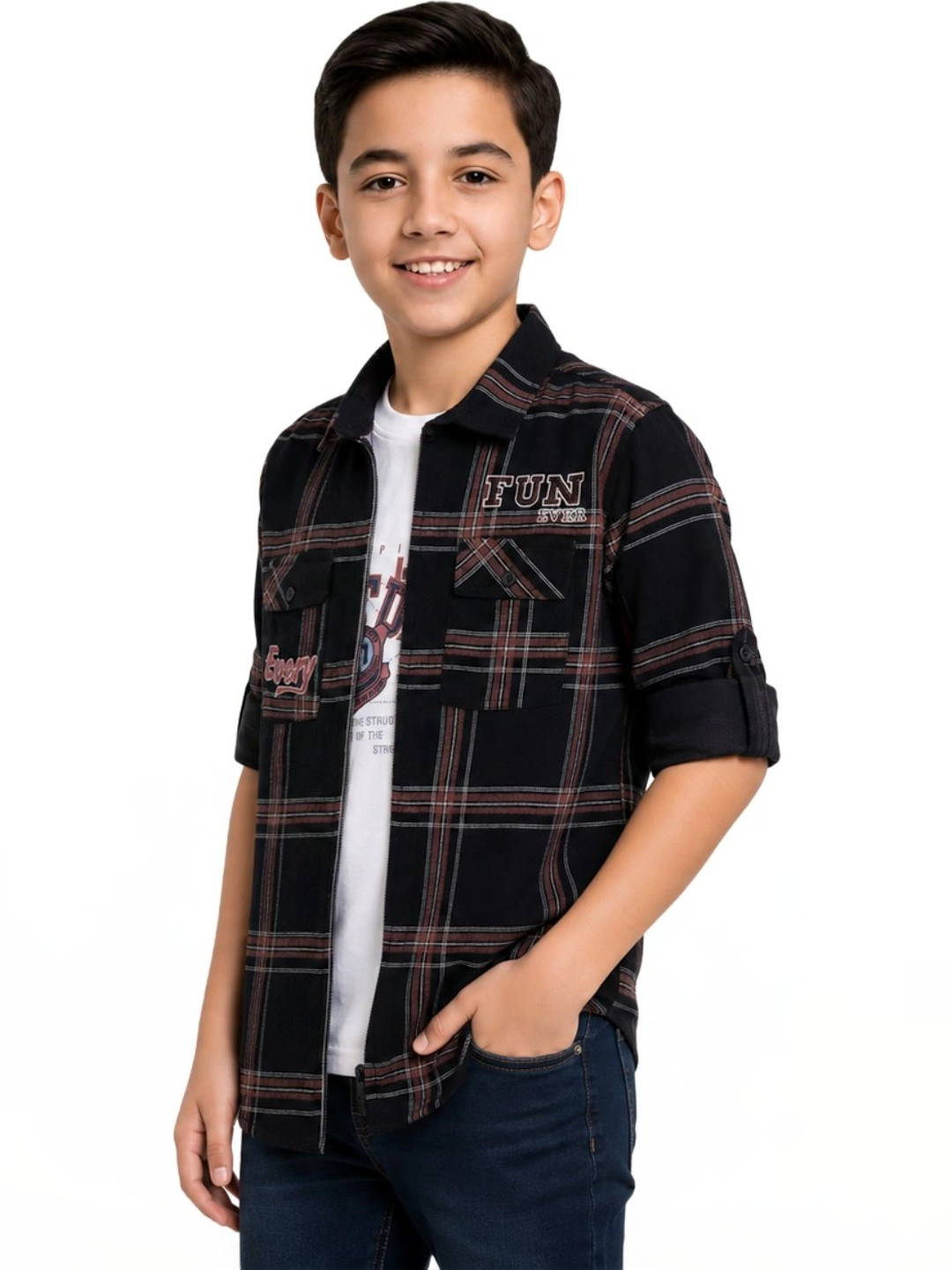 CAVIO Boys Pink Cotton Checked Comfort Casual Shirts