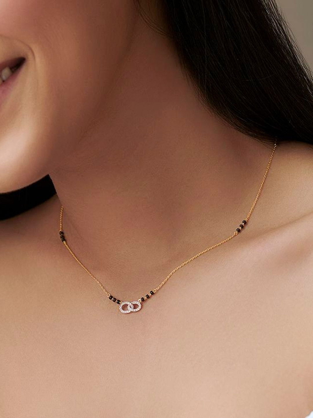 Anouk Gold-Plated Artificial Stones and Beads Mangalsutra