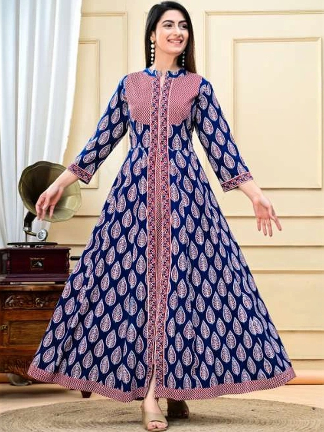 KALINI Women Ethnic Motifs Printed Indie Prints Anarkali Kurta