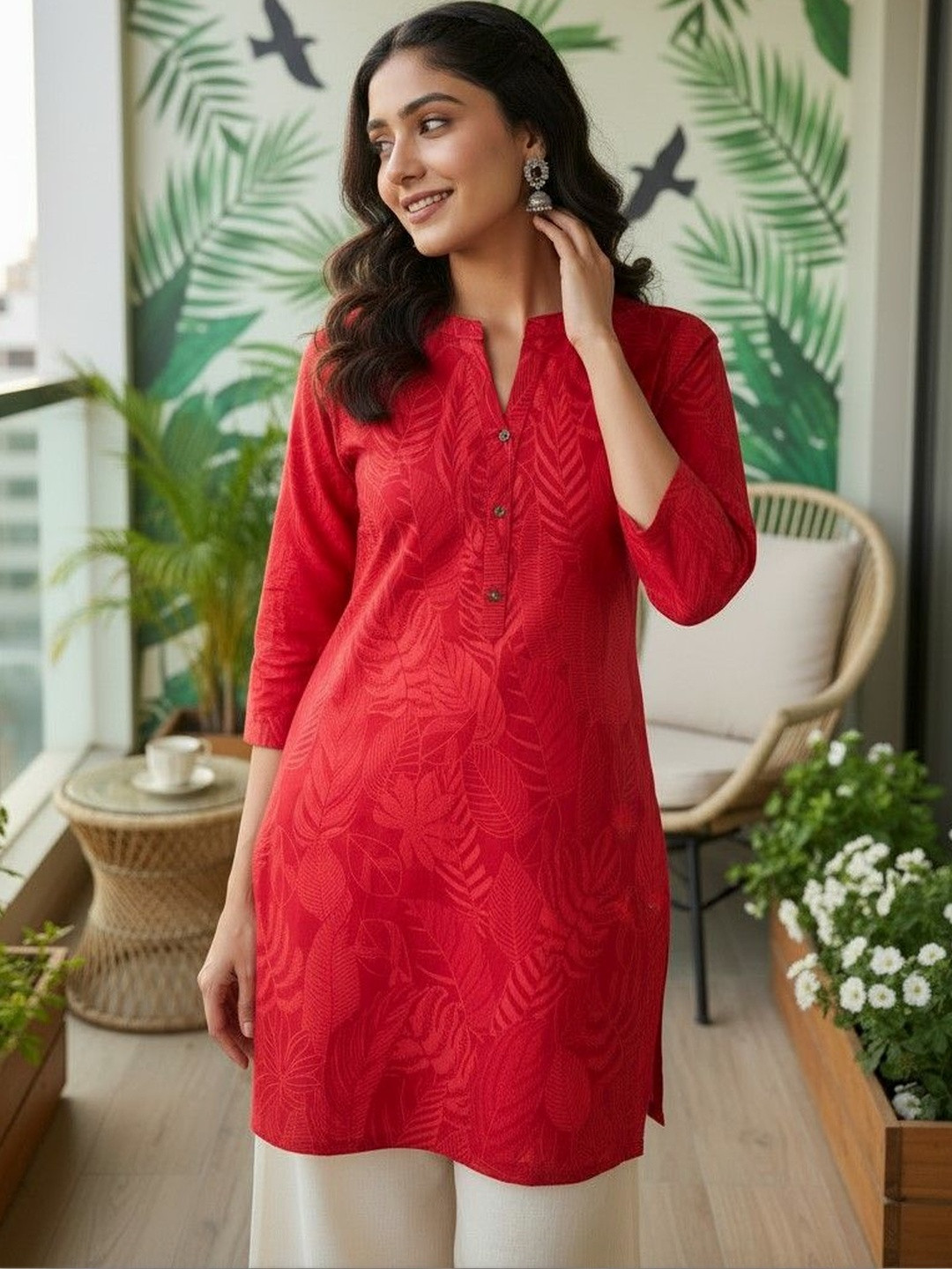 Anouk Botanical Printed Pure Cotton Blend Kurti