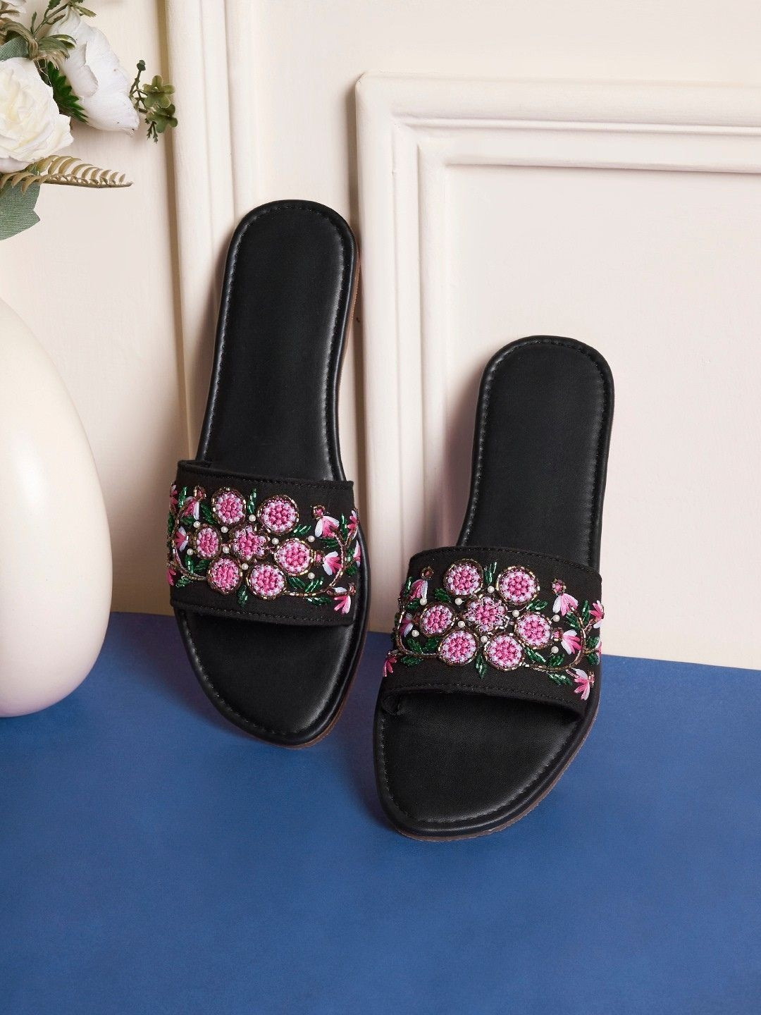 Anouk Women Embellished Open Toe Flats with Embroidered