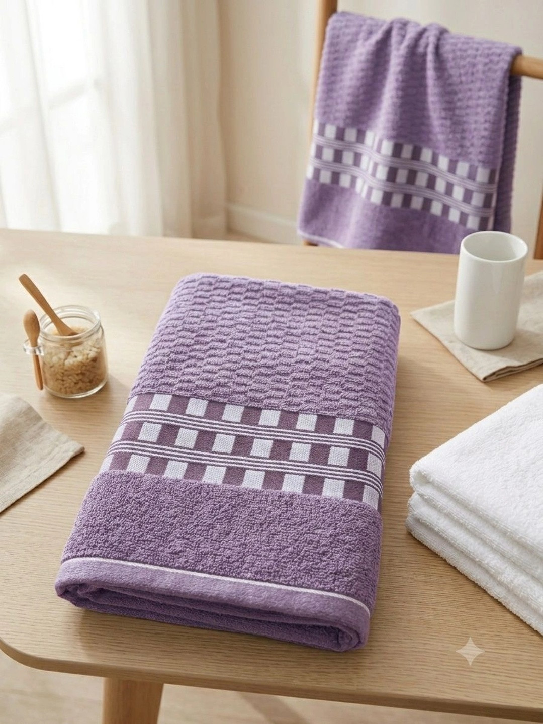 Satisfyn Lavender 1 Printed Cotton 450 GSM Bath Towel