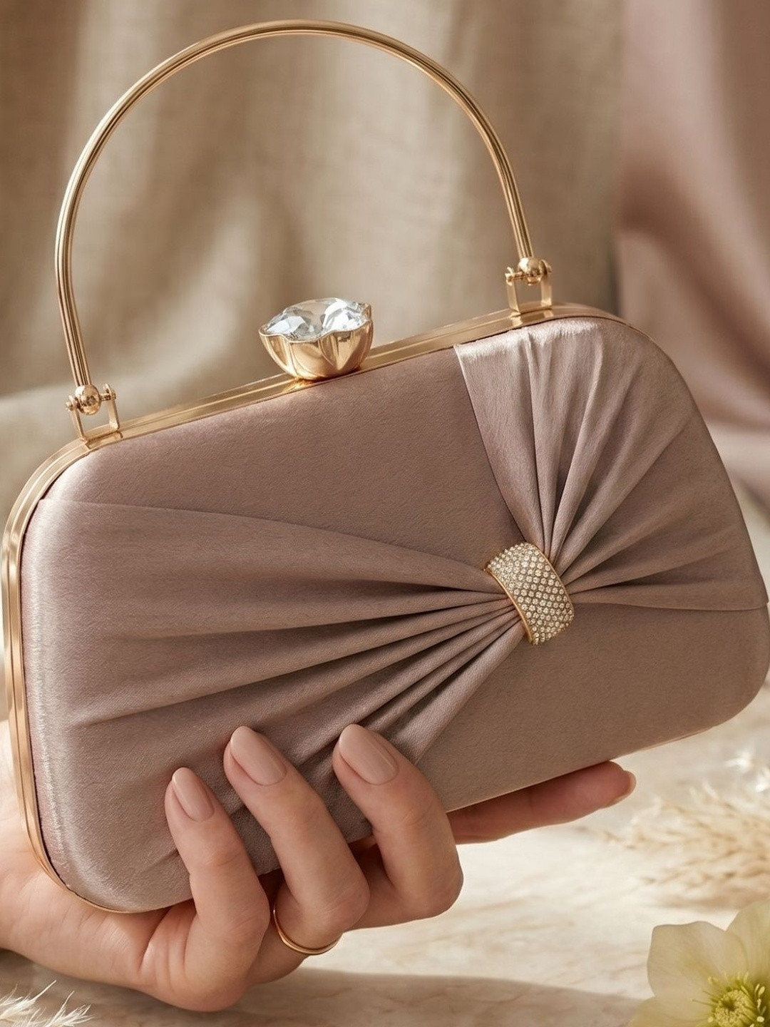 Anouk Textured Embellished Box Clutch